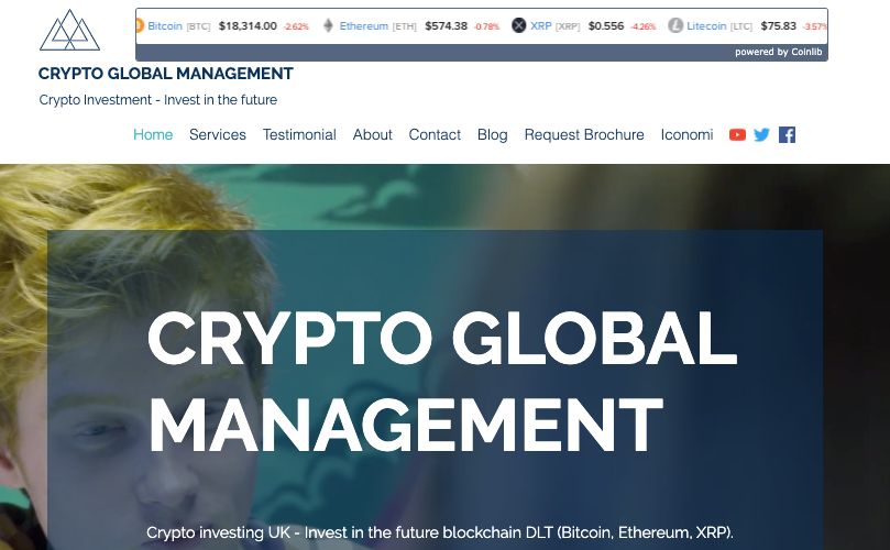 Crypto Global Management fund homepage
