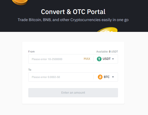Convert one crypto to the other Binance