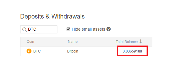 Binance BTC balance