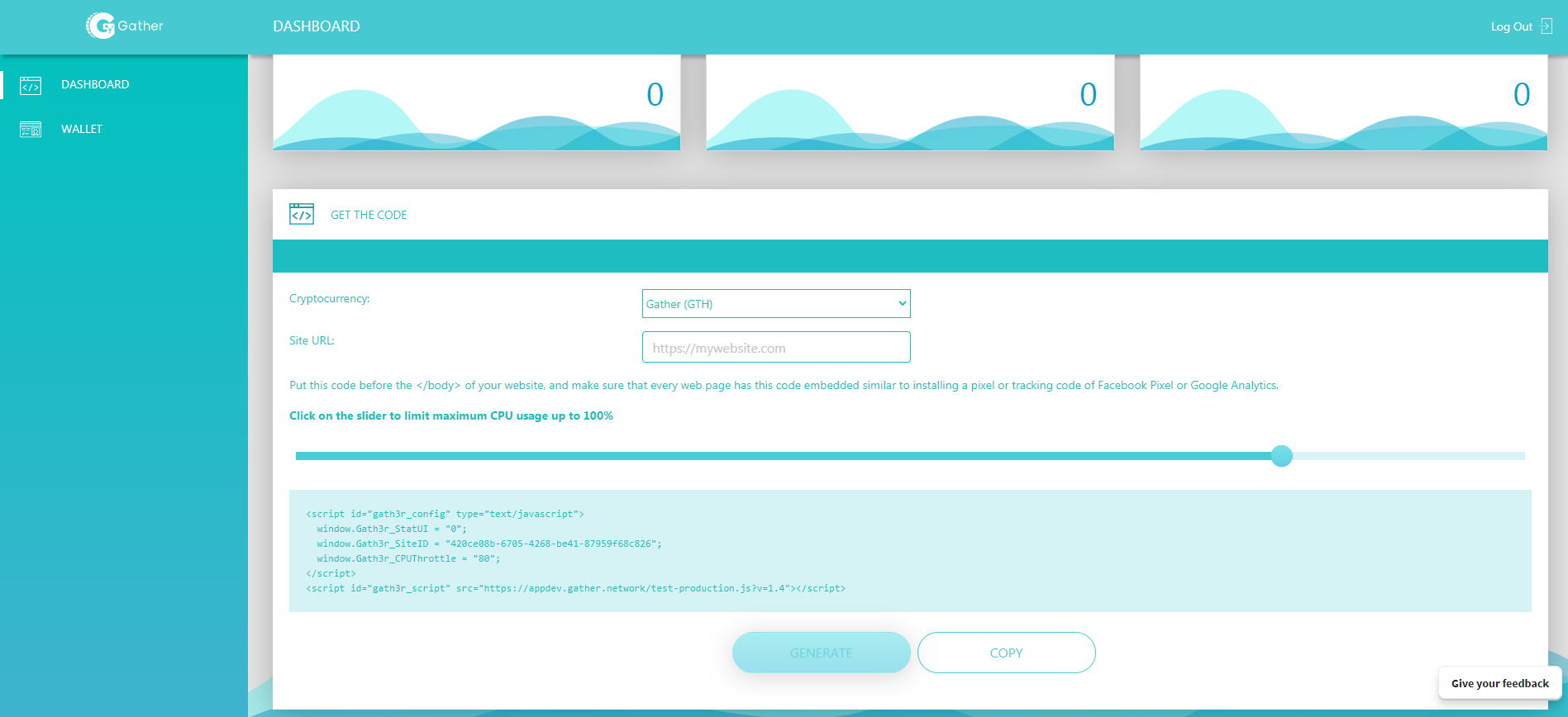 Gather dashboard