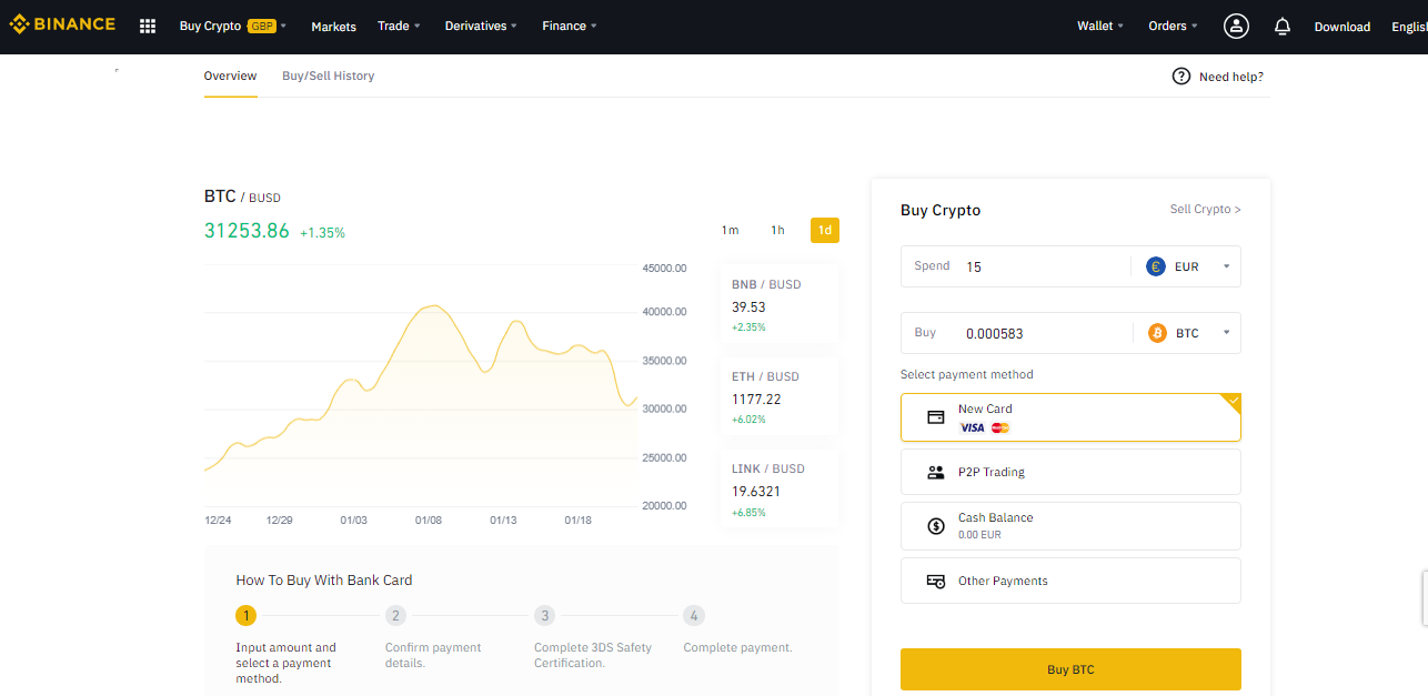 Buy Bitcoin on Binance