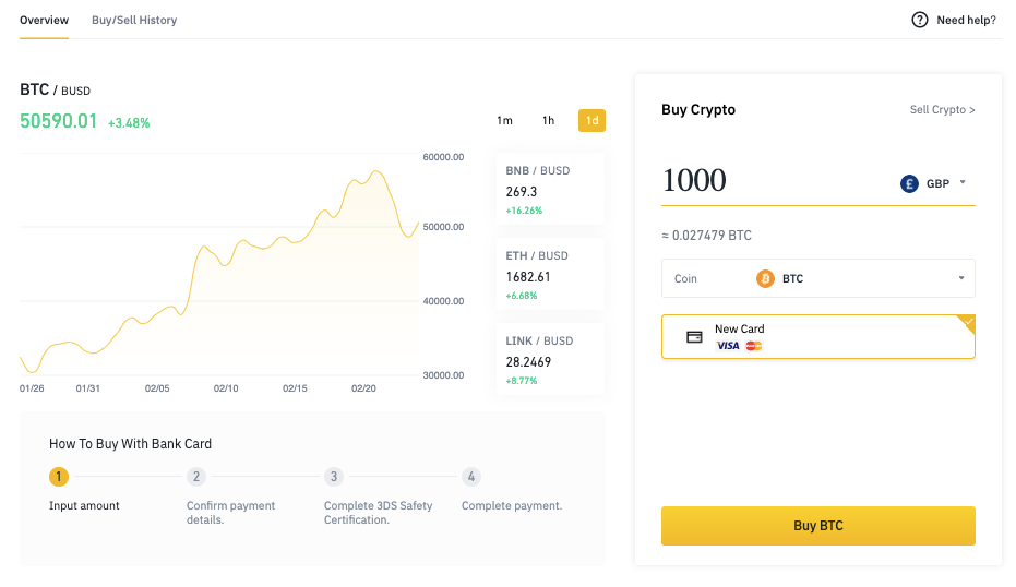 Buy BTC on Binance