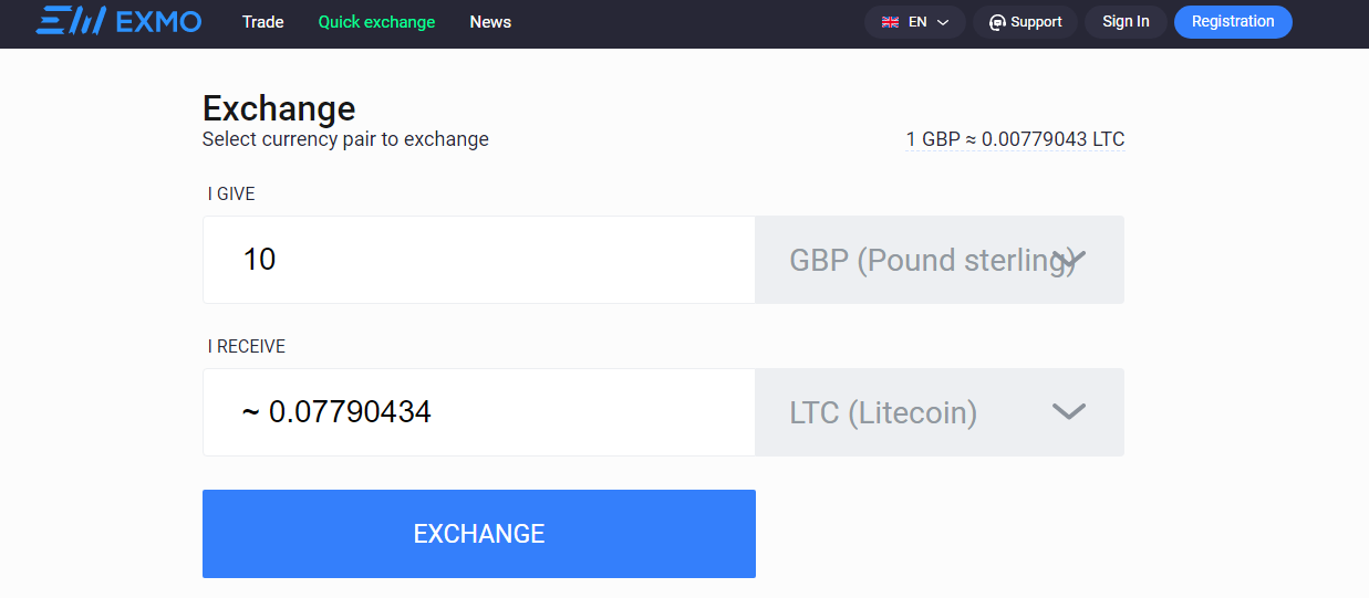 Buy Litecoin on EXMO
