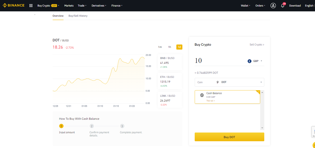 how to buy polkadot on binance