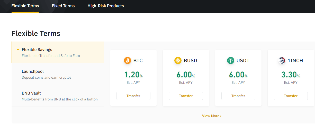 Binance flexible savings