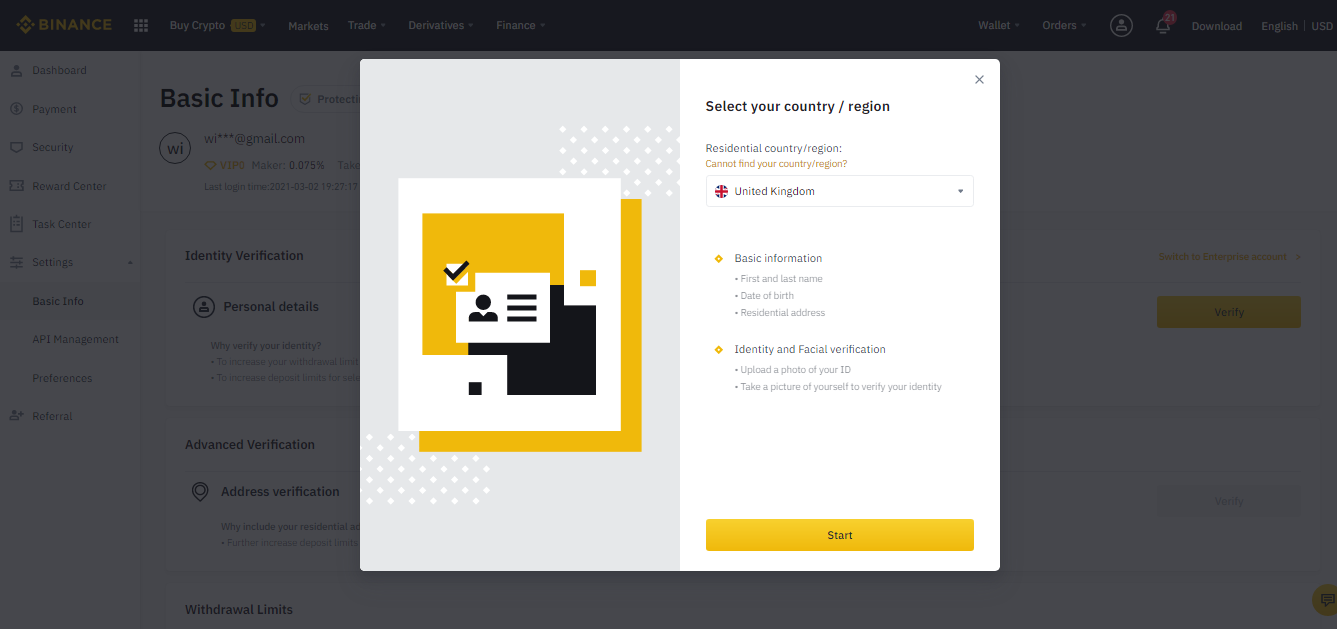 Binance identity verification
