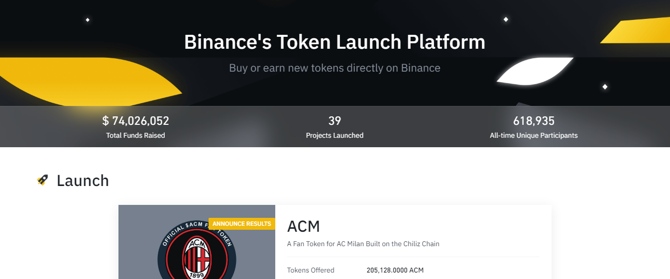 Binance launchpad