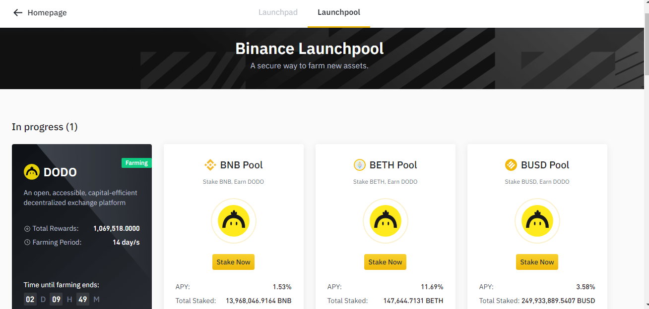 Binance launchpool