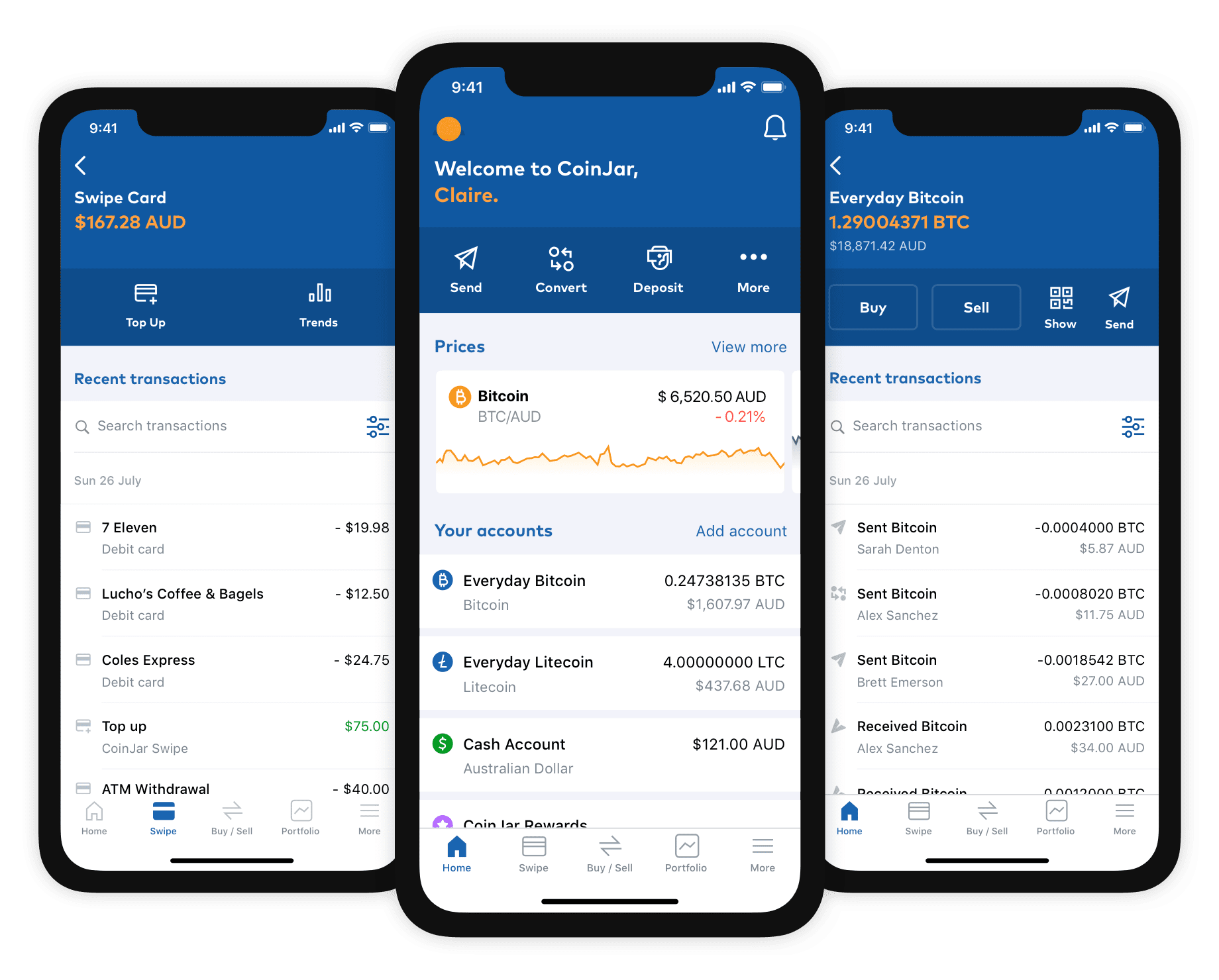 Coinjar mobile app